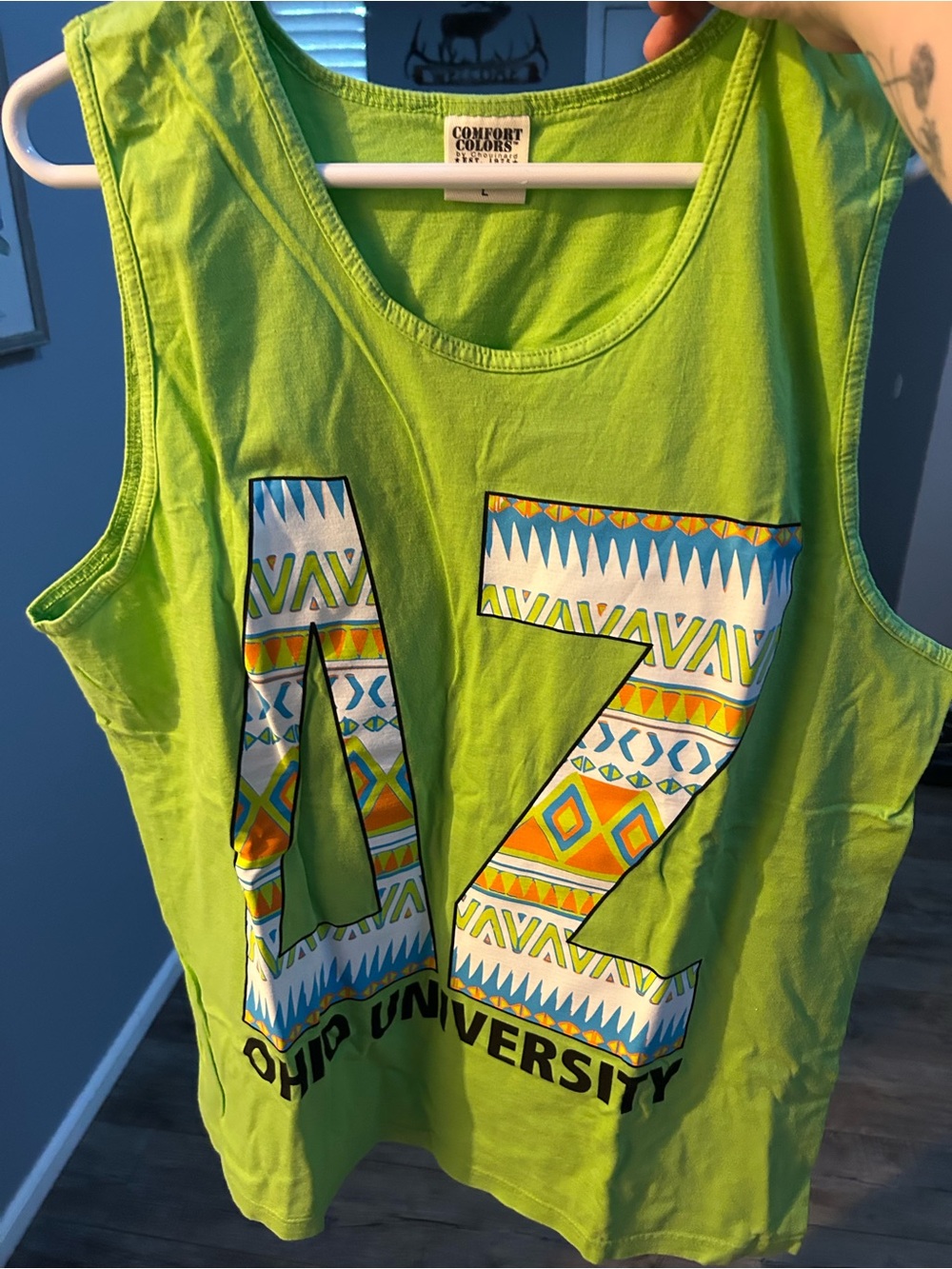 Comfort Colors Lime Green Aztec Print Tank Top